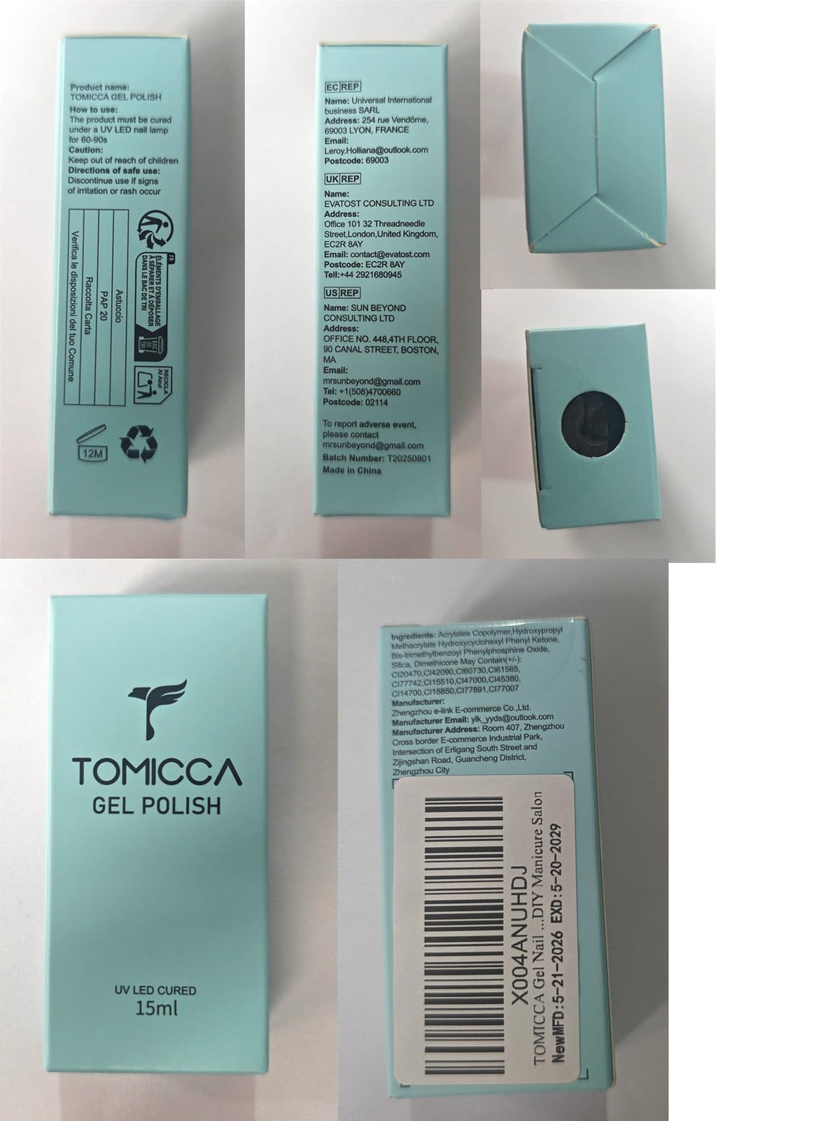 TOMICCA Gel Nail Polish Nude Brown 15ml close-up of brush