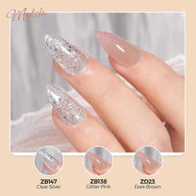 TOMICCA Glitter Gel Polish 15ml silver sparkle curing under UV lamp