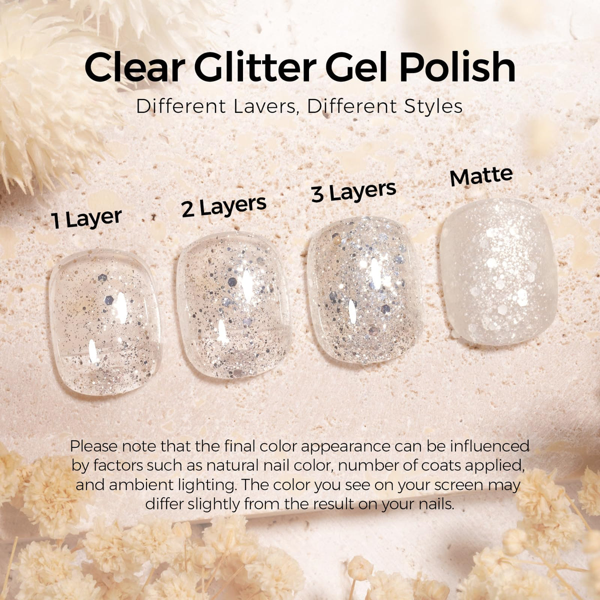 TOMICCA Glitter Gel Polish 15ml silver sparkle packaging