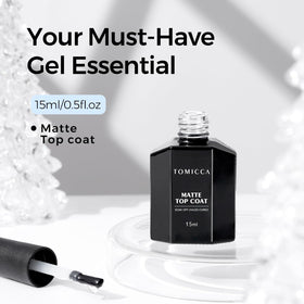 TOMICCA Matte Gel Top Coat in a nail salon setting