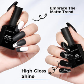 TOMICCA Matte Gel Top Coat with manicure tools