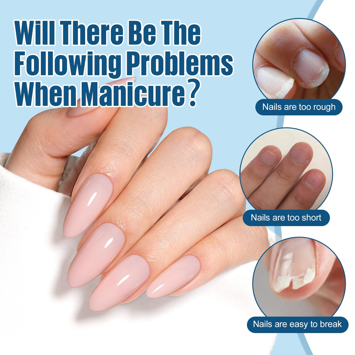 TOMICCA Medium Almond Nail Tips clear gel nails close-up