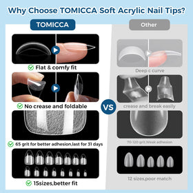 TOMICCA nail tips being applied to natural nails