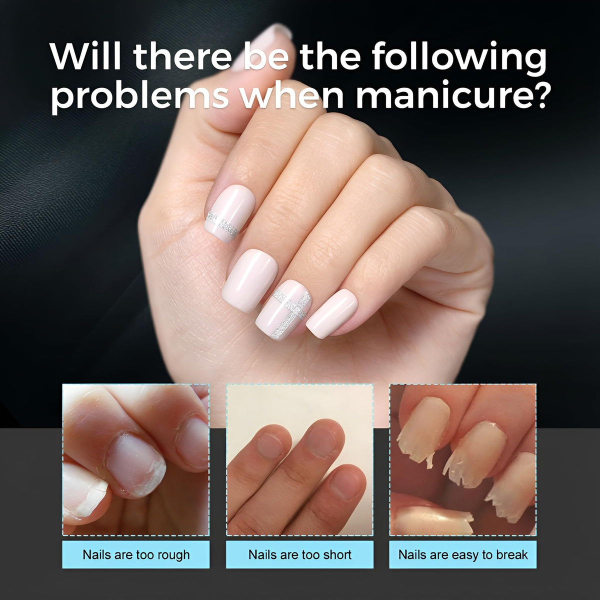 TOMICCA nail tips displayed on a manicure table