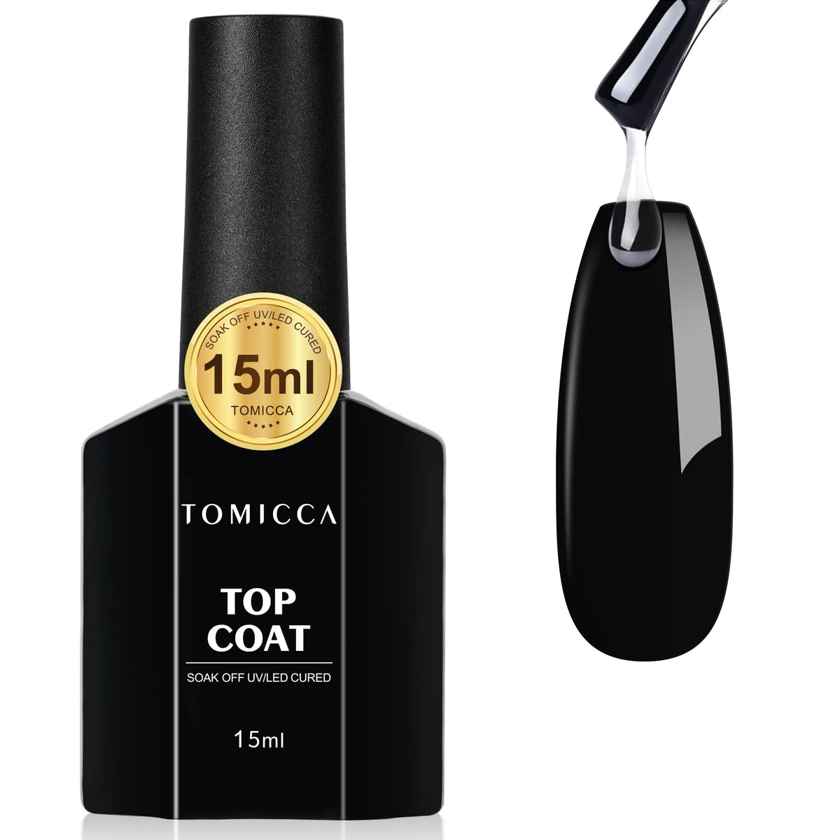 TOMICCA No Wipe Top Coat 15ml bottle front view