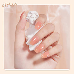 TOMICCA Nude Gel Nail Polish 15ml on a manicure table
