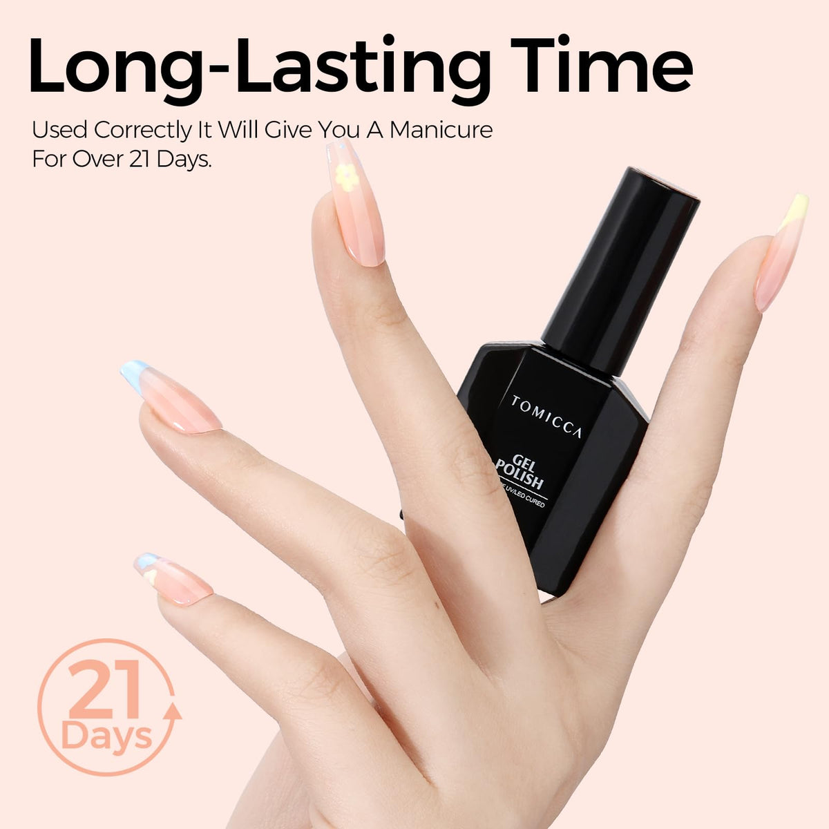 TOMICCA Nude Gel Nail Polish 15ml with nail art designs