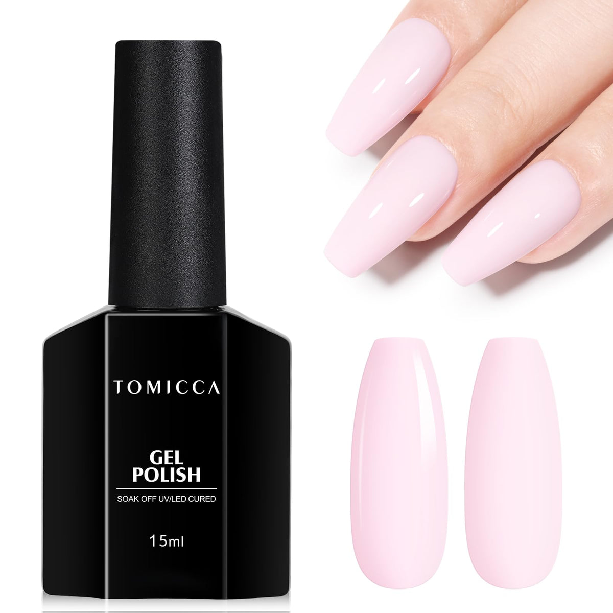 TOMICCA Pink Gel Nail Polish 15ml front view