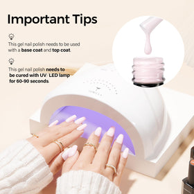 TOMICCA Pink Gel Nail Polish 15ml showing application process