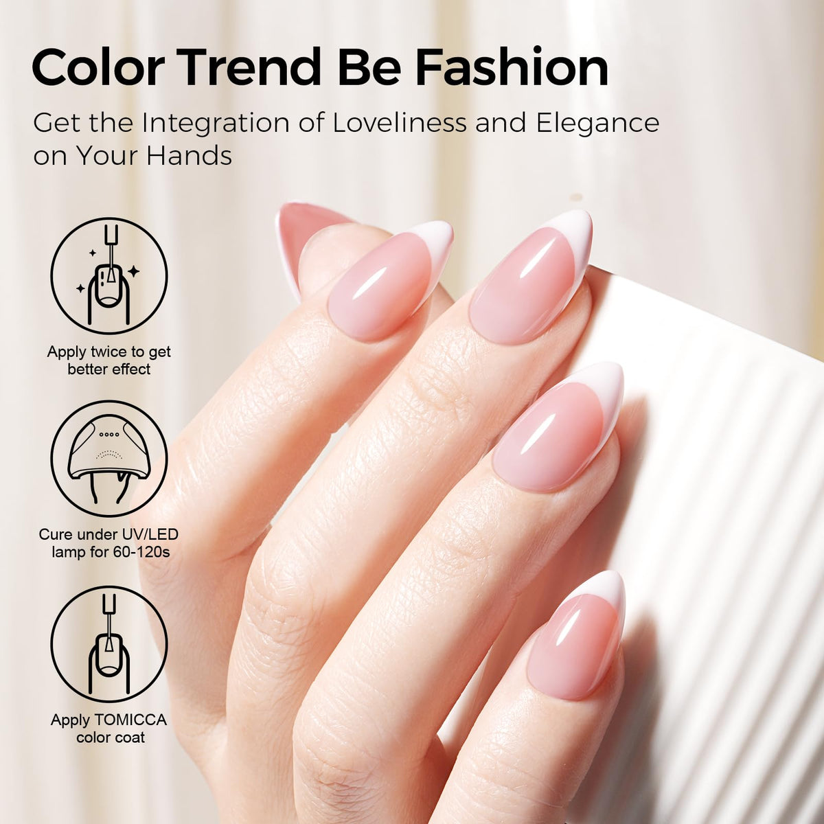 TOMICCA Pink Gel Nail Polish 15ml with brush applicator