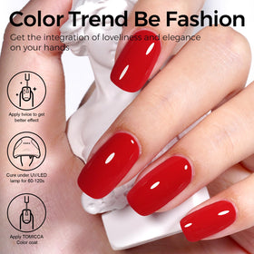 TOMICCA Ruby Red Gel Nail Polish applied on nails