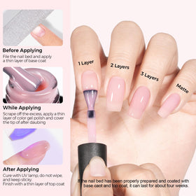 TOMICCA Sheer Pink Gel Nail Polish 15ml application on nails
