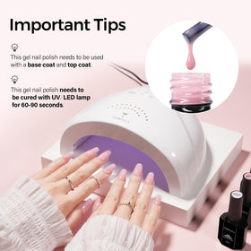 TOMICCA Sheer Pink Gel Nail Polish 15ml with French tips