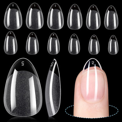 TOMICCA Short Almond Nail Tips 192Pcs packaging front view