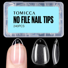 TOMICCA Short Almond Nail Tips clear press on nails front view