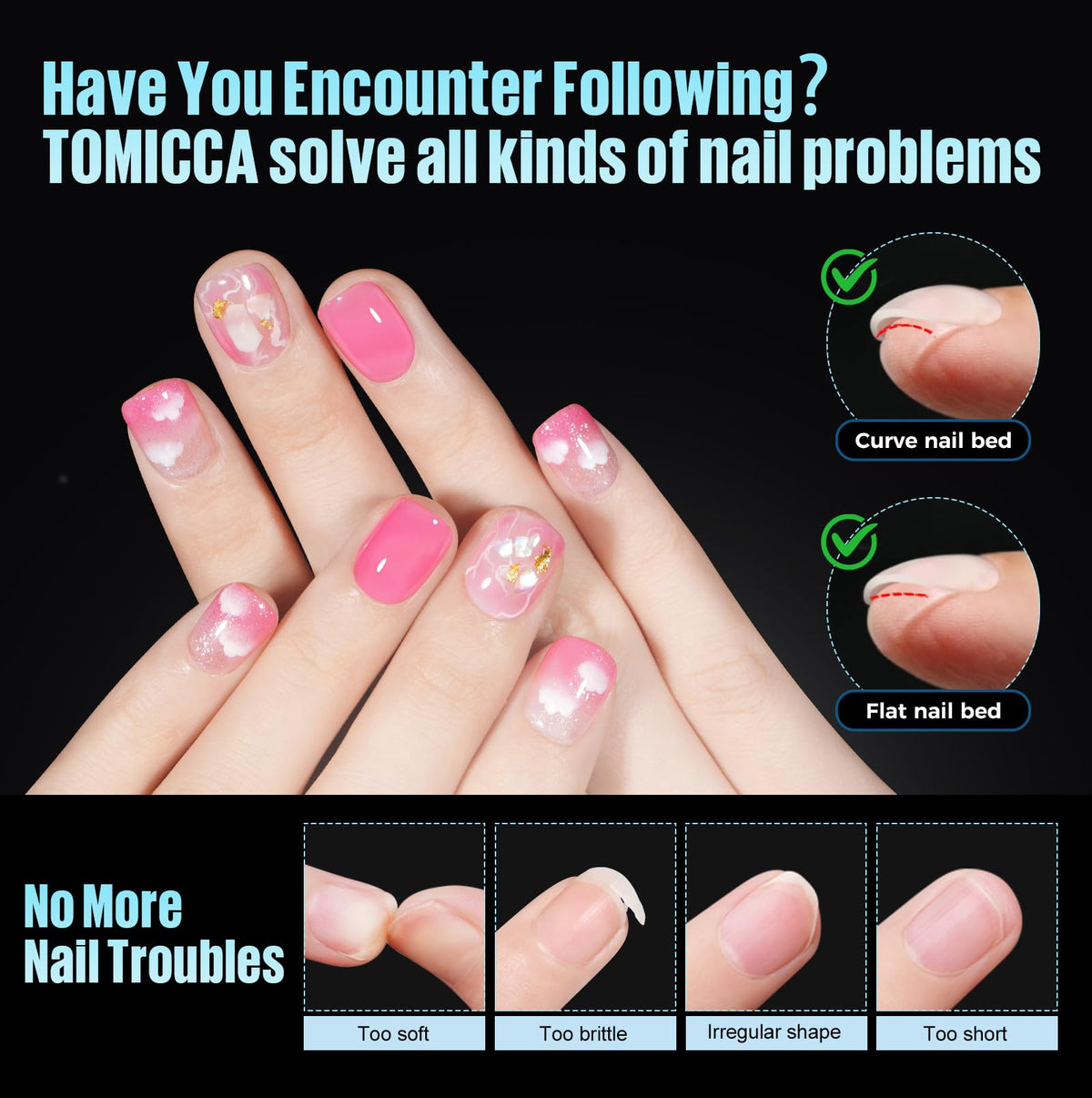 TOMICCA Short Square Nail Tips clear acrylic material close-up
