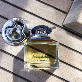 Tommy Bahama Maritime Triumph Spray Cologne on a bathroom shelf