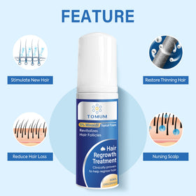 TOMUM 5% Minoxidil Foam application on a hand