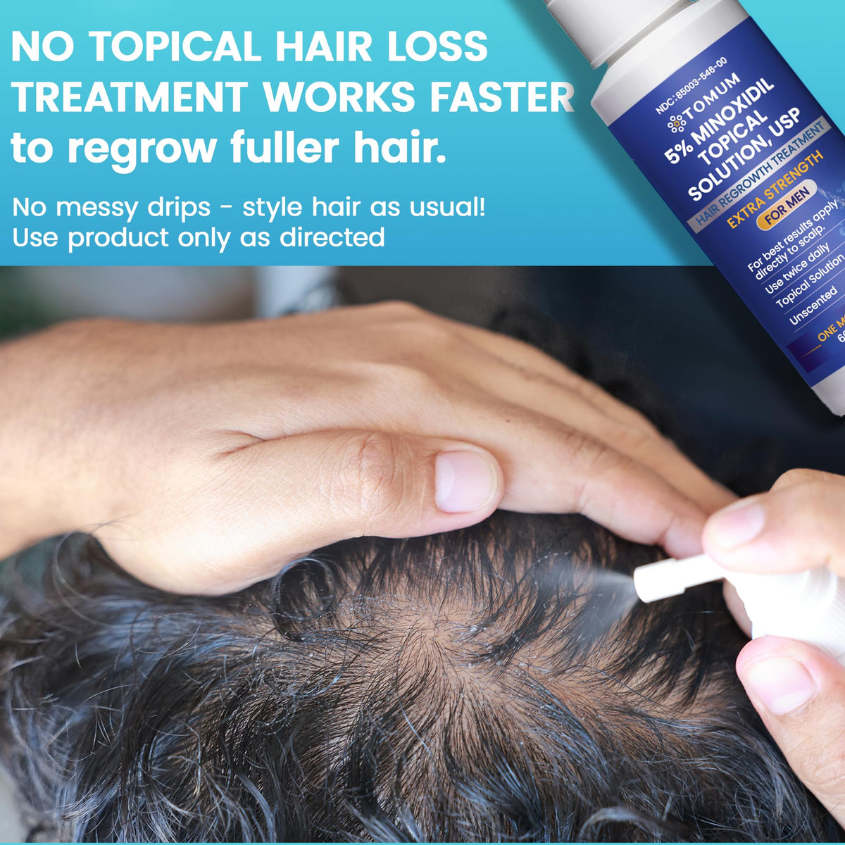 TOMUM Men's Hair Growth Spray 5% Minoxidil close-up of spray nozzle