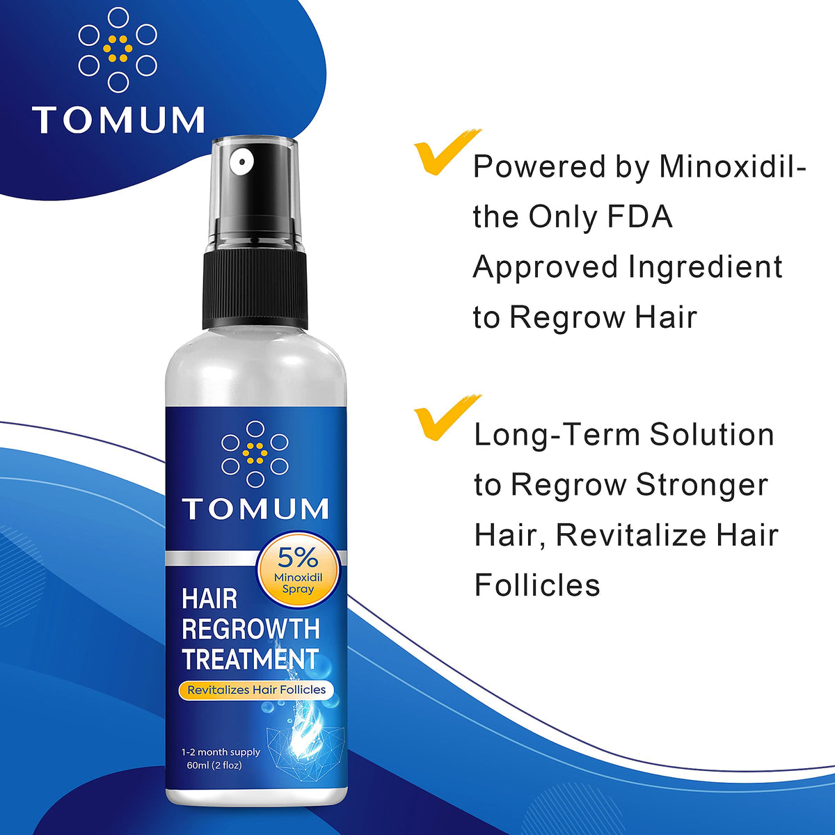 TOMUM Minoxidil 5% Hair Regrowth 60ml back view
