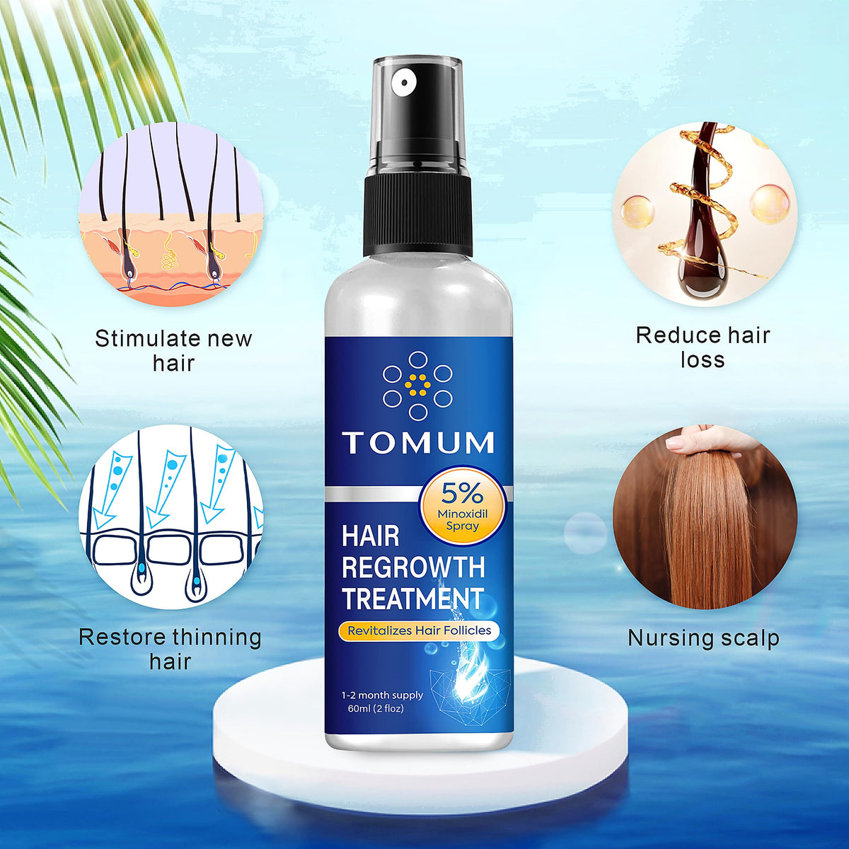 TOMUM Minoxidil 5% Hair Regrowth 60ml side view