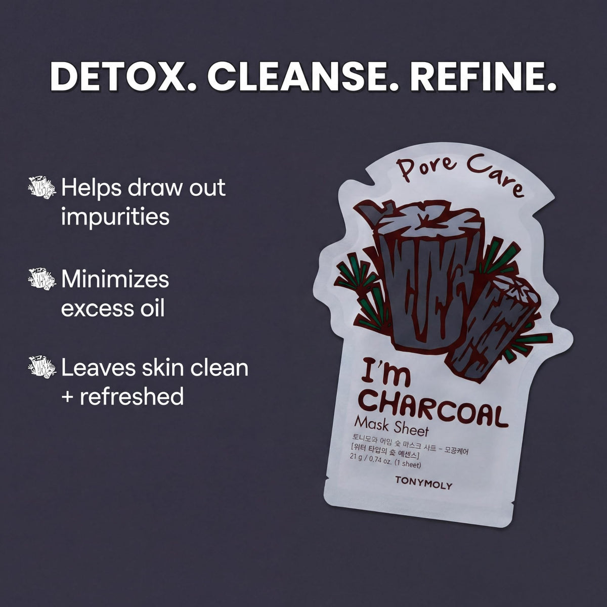 TONYMOLY Charcoal sheet mask close-up