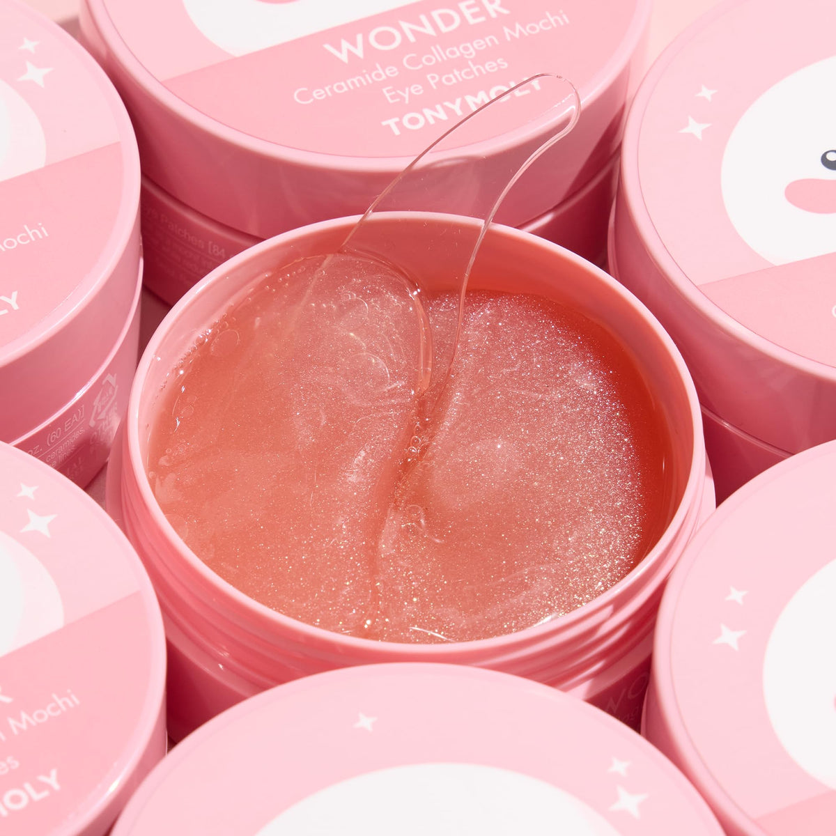 TONYMOLY eye patches applied under eyes
