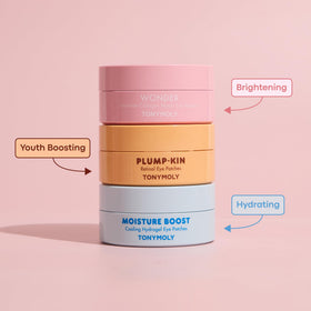 TONYMOLY eye patches on a skincare table