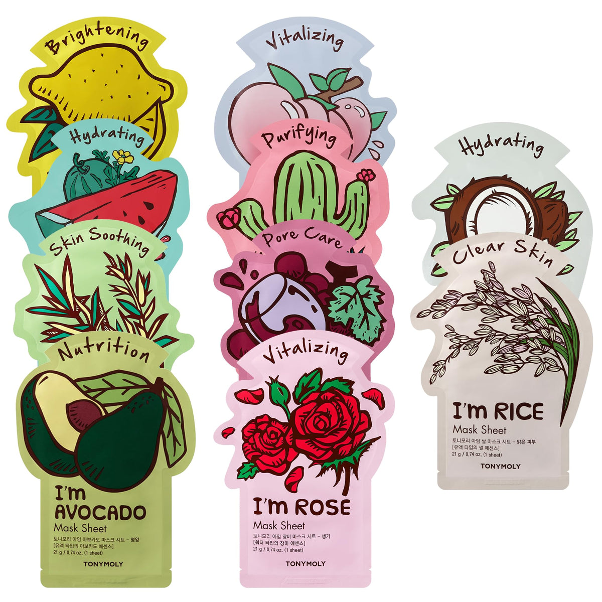 TONYMOLY I'm Real Sheet Mask Gift Set front view with colourful packaging