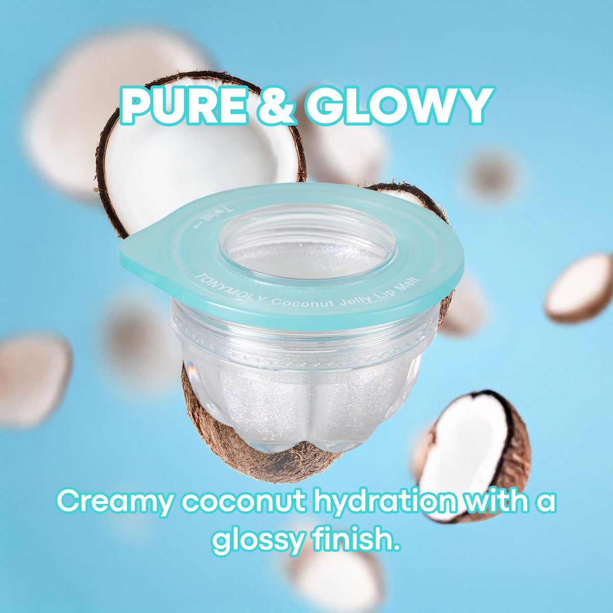 TONYMOLY Jelly Lip Melt Coconut applied on lips