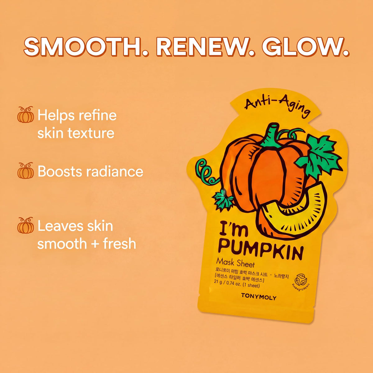 TONYMOLY Pumpkin sheet mask close-up