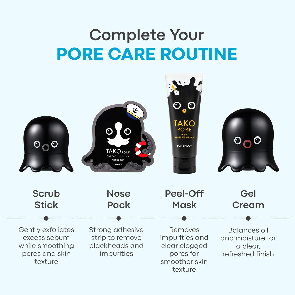 TONYMOLY Tako Pore Clay Scrub Stick with charcoal