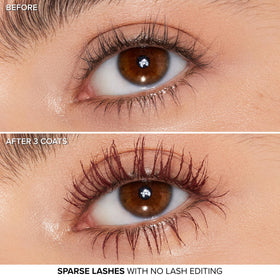 Too Faced Better Than Sex Mascara Burgundy on vanity