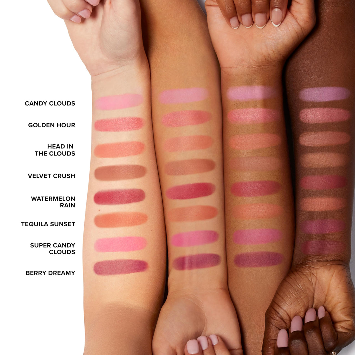 Too Faced Cloud Crush Blurring Blush Berry Dreamy swatch on skin