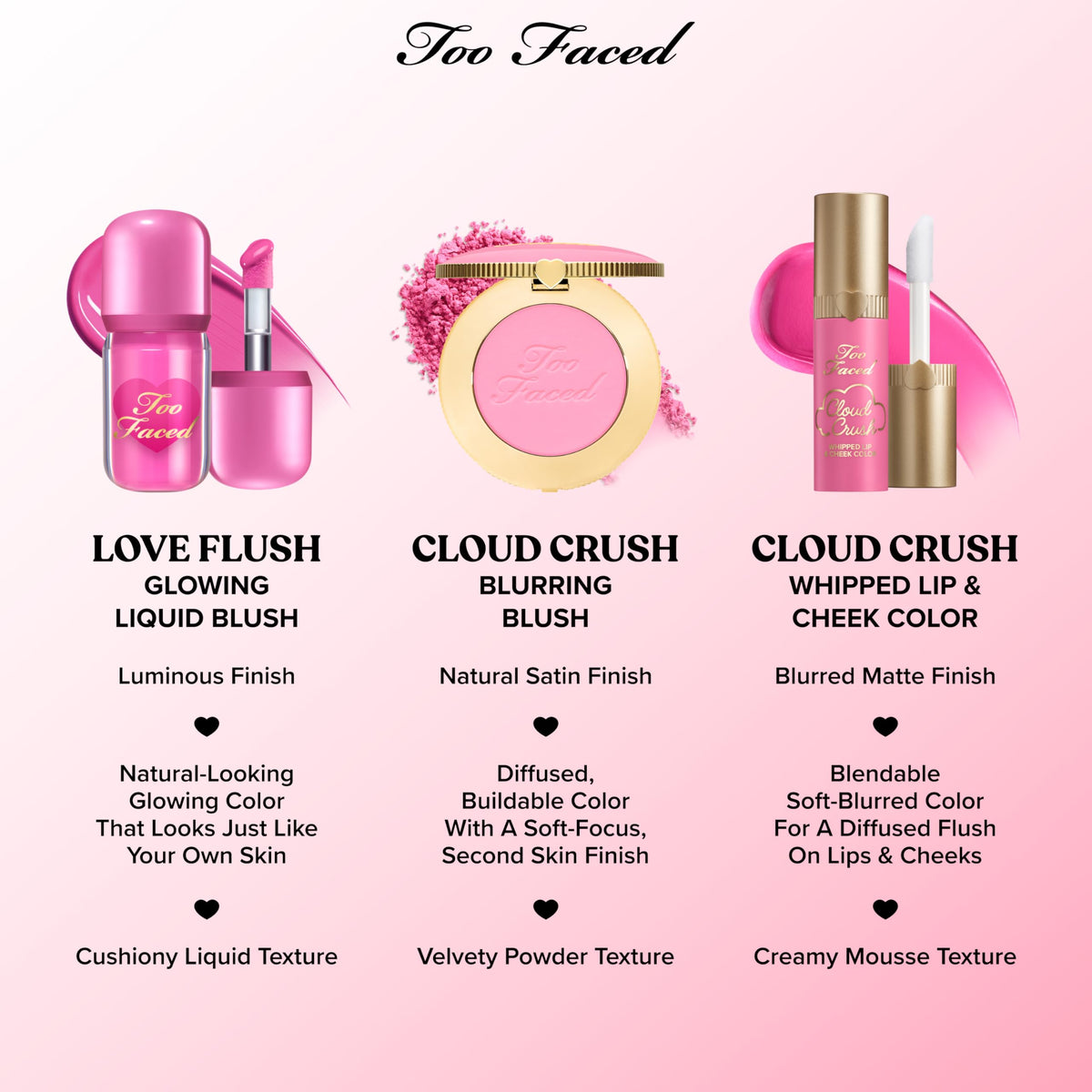 Too Faced Cloud Crush Blurring Blush texture close-up
