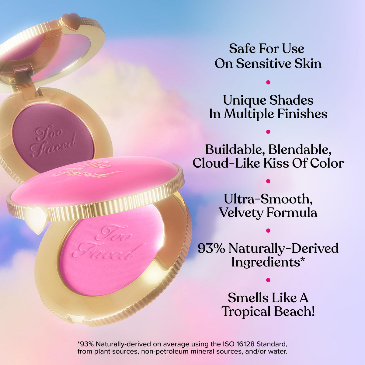 Too Faced Cloud Crush Blush Golden Hour swatch on skin