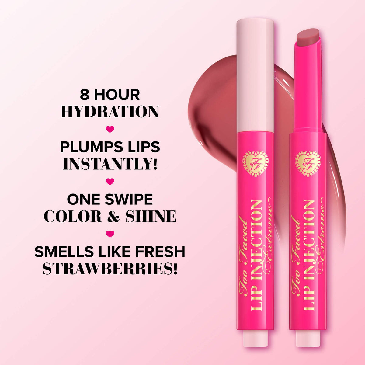 Too Faced Lip Injection Extreme Plumping Clicks Cherry Red swatch on skin