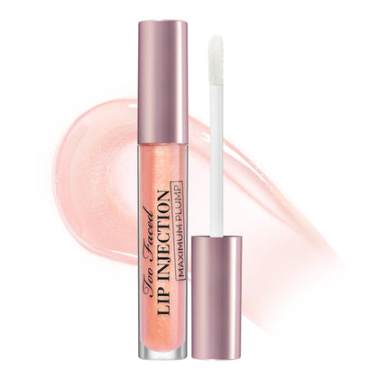 Too Faced Lip Injection Maximum Plump Gloss front view with Cotton Candy Kisses label