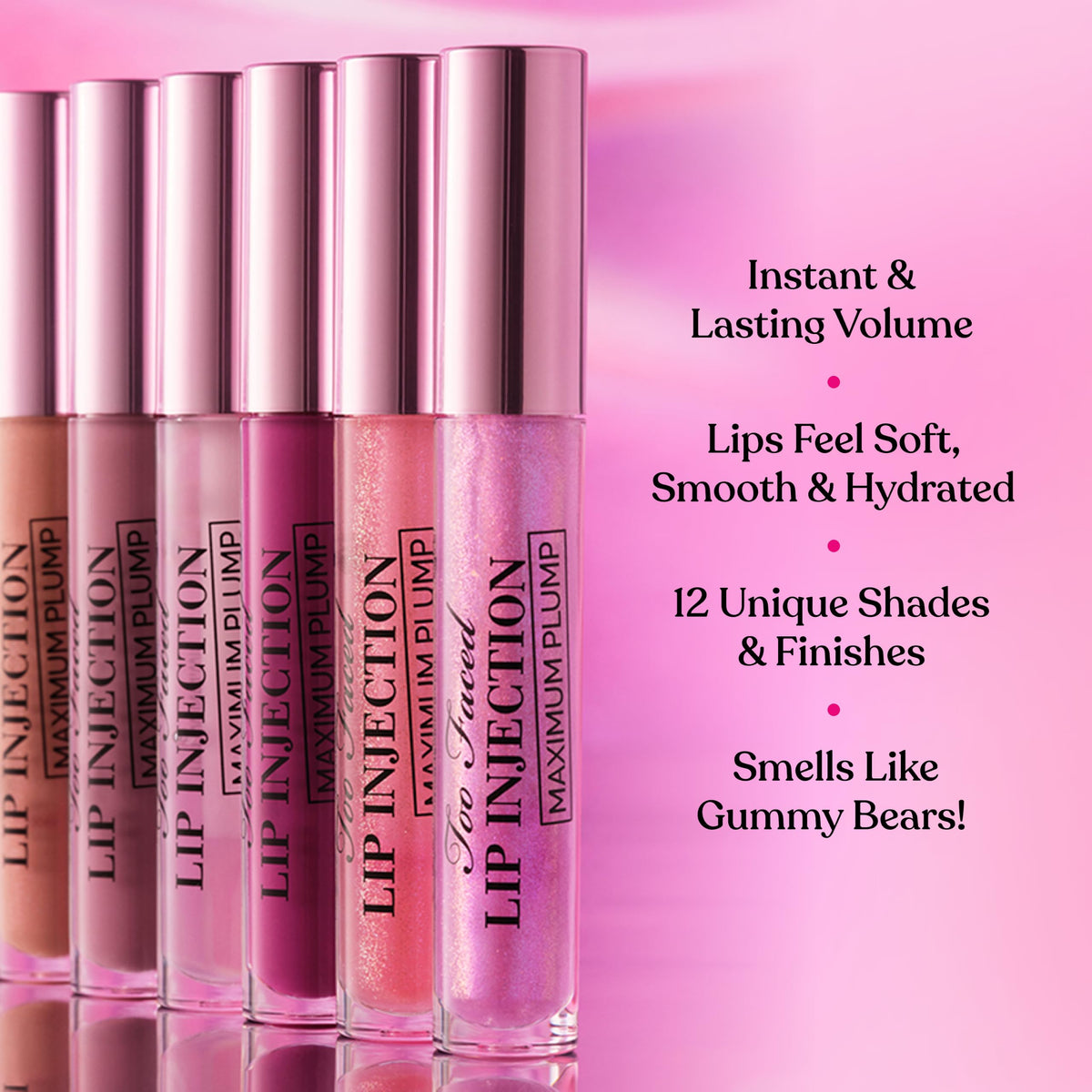 Too Faced Lip Injection Maximum Plump Gloss on a lip model