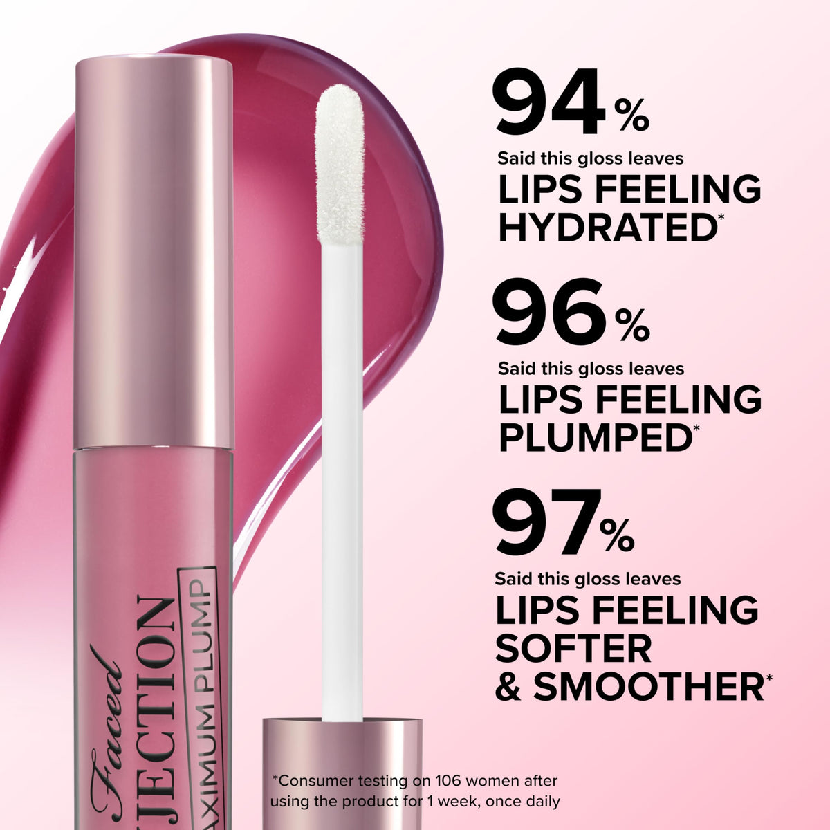 Too Faced Lip Injection Maximum Plump Gloss texture on skin