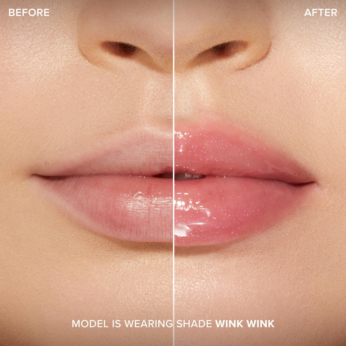 Too Faced Lip Injection Maximum Plump Neon Pink Sparkle applied on lips
