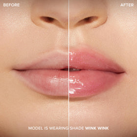 Too Faced Lip Injection Maximum Plump Neon Pink Sparkle applied on lips