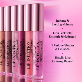 Too Faced Lip Injection Maximum Plump Neon Pink Sparkle swatch on skin