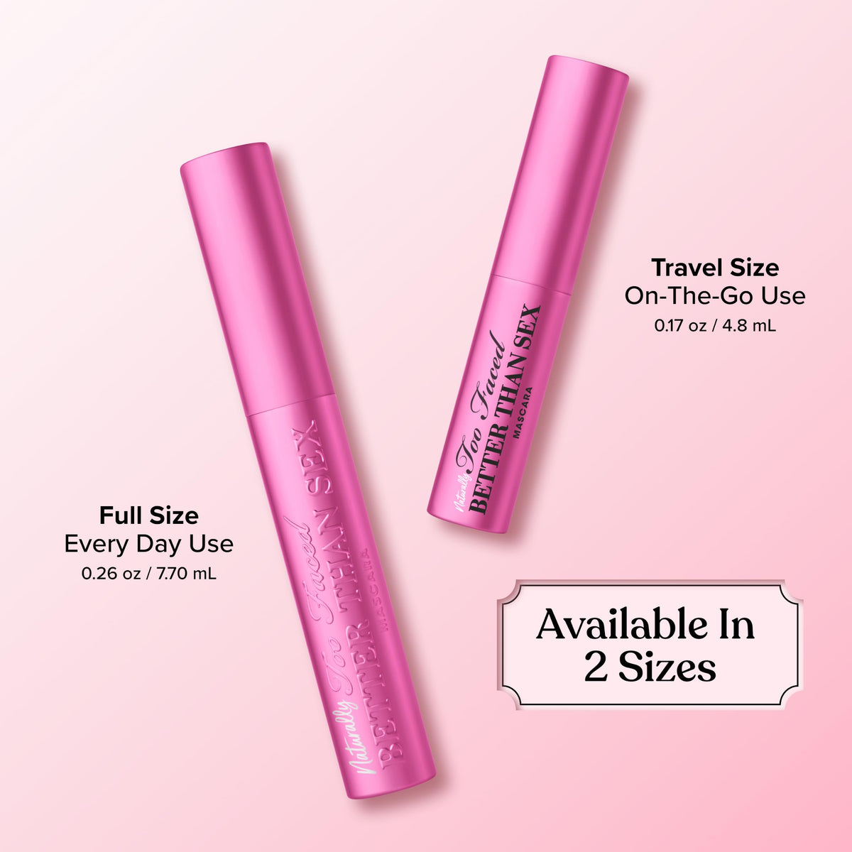 Too Faced Naturally Better Than Sex Mascara on makeup table