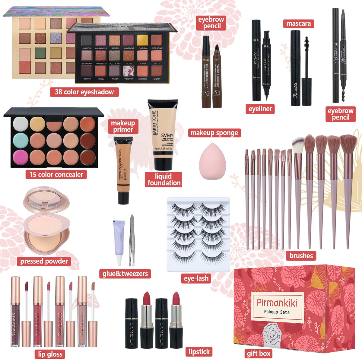 TooAemiS All in One Makeup Set showing eyeshadow palette and lip gloss
