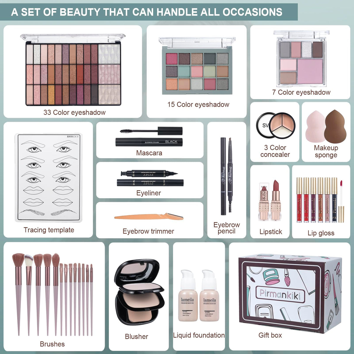 TooAemiS Makeup Kit showing included lipsticks and brushes