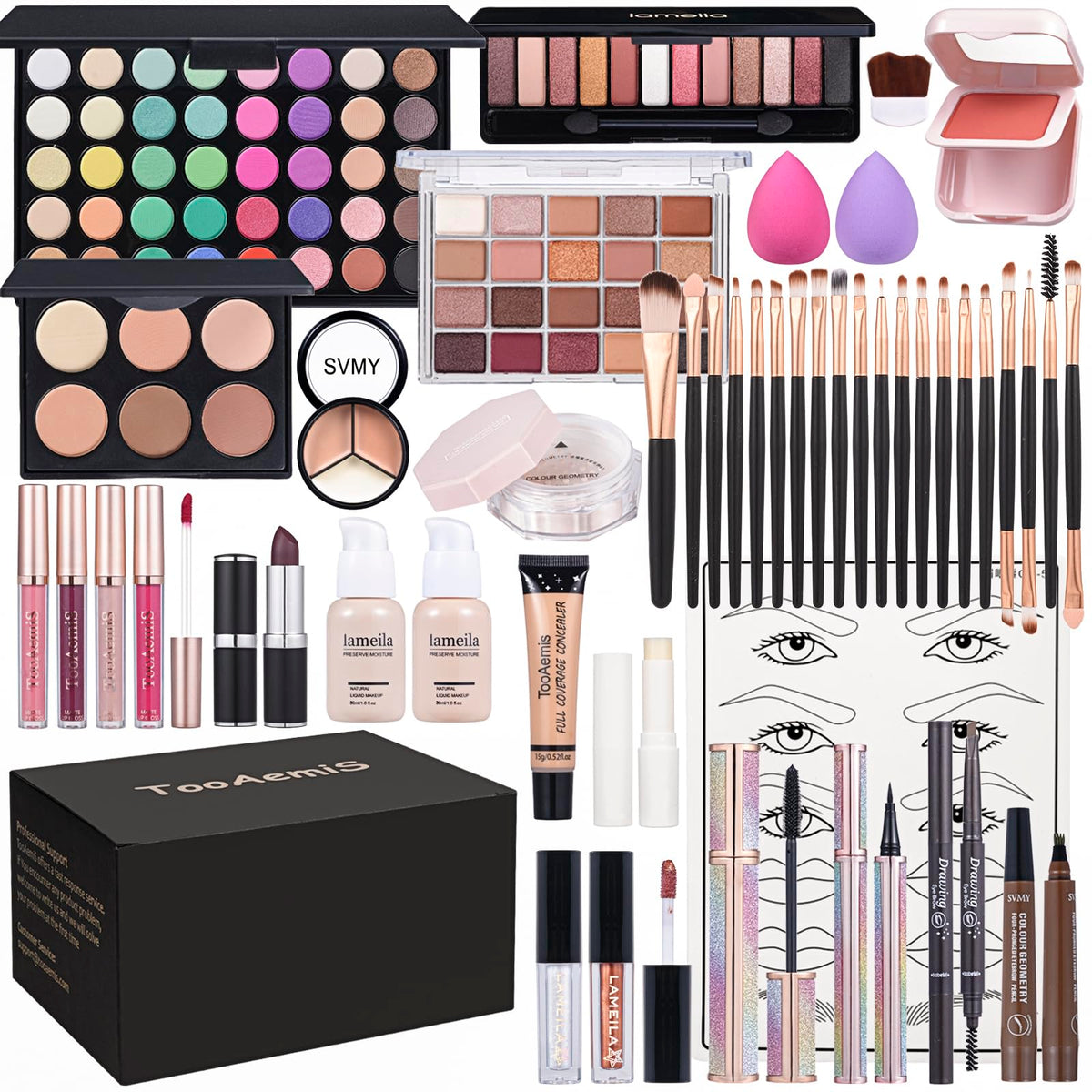 TooAemiS Makeup Set front view with all included products
