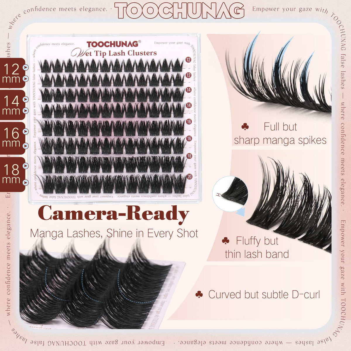 TOOCHUNAG Anime Lash Clusters with applicator tool