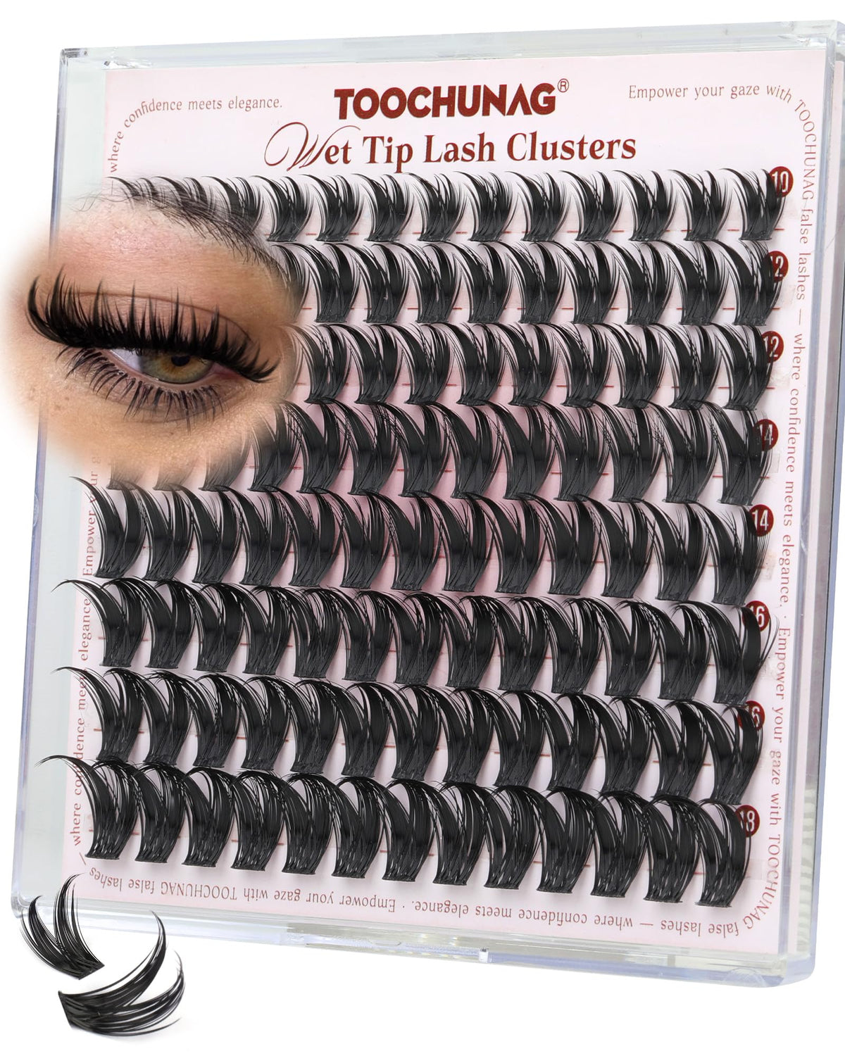 TOOCHUNAG Bunny Cluster Eyelash Extensions displayed with makeup tools
