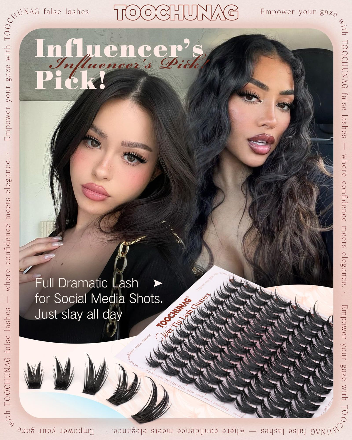 TOOCHUNAG Bunny Cluster Eyelash Extensions on a makeup table
